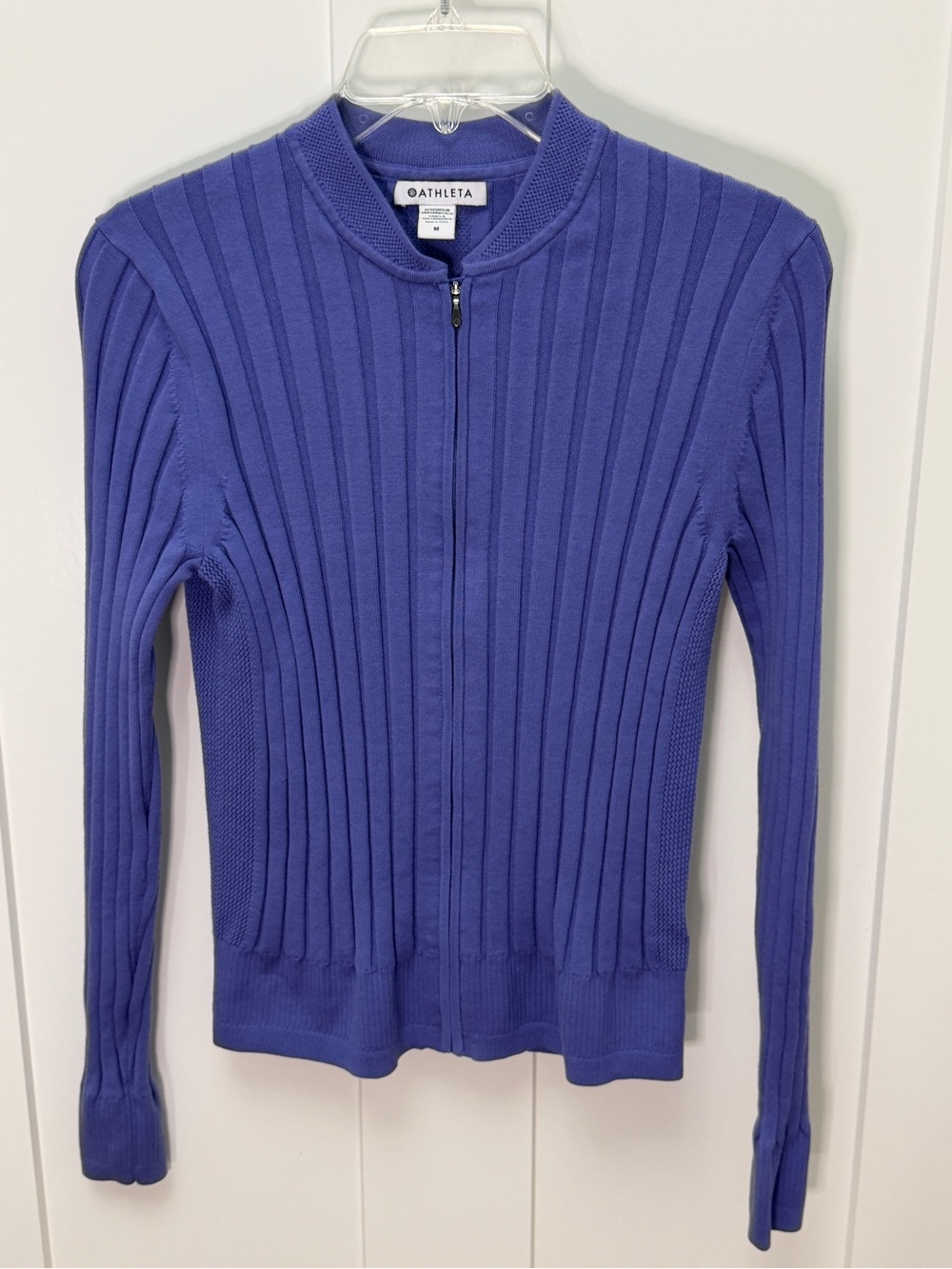 Athleta Ribbed Zip-Front Cardigan - Periwinkle Blue